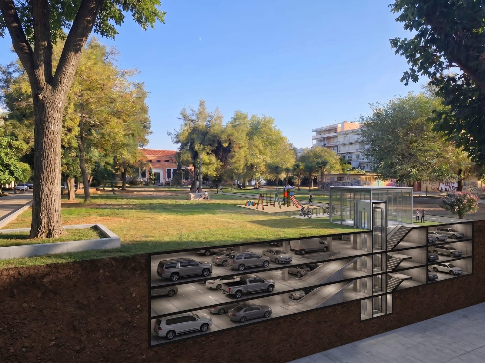 Υπόγειο Πάρκινγκ κάτω από το Πάρκο Ανεξαρτησίας